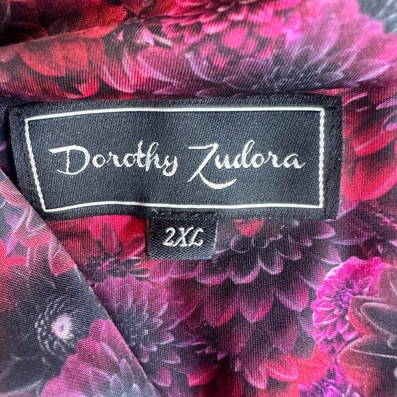 Dorothy Zudora black and red floral camp shirt XXL - Picture 2 of 5